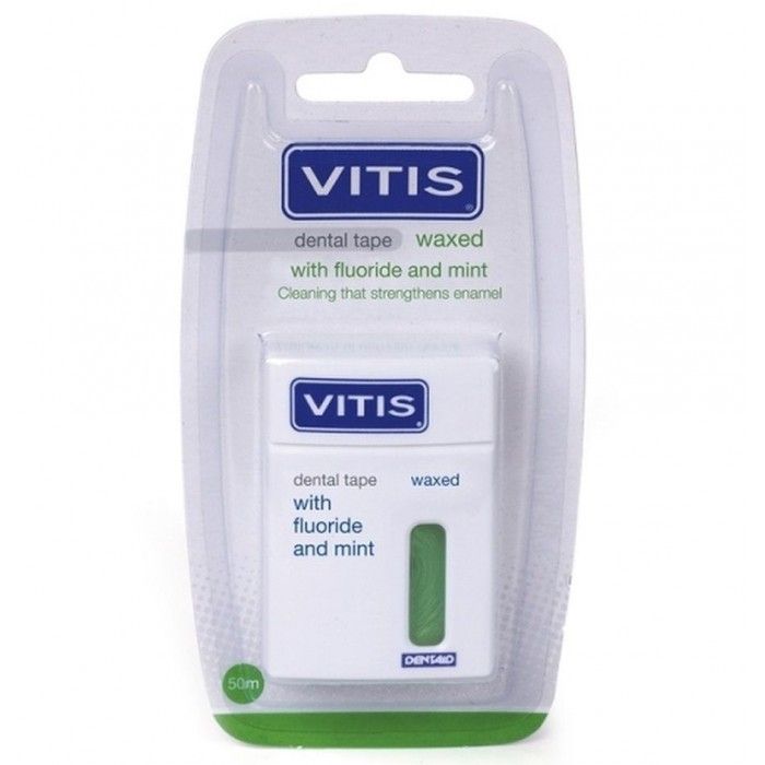 фото упаковки Vitis Waxed Dental Tape FM Нить межзубная мятная