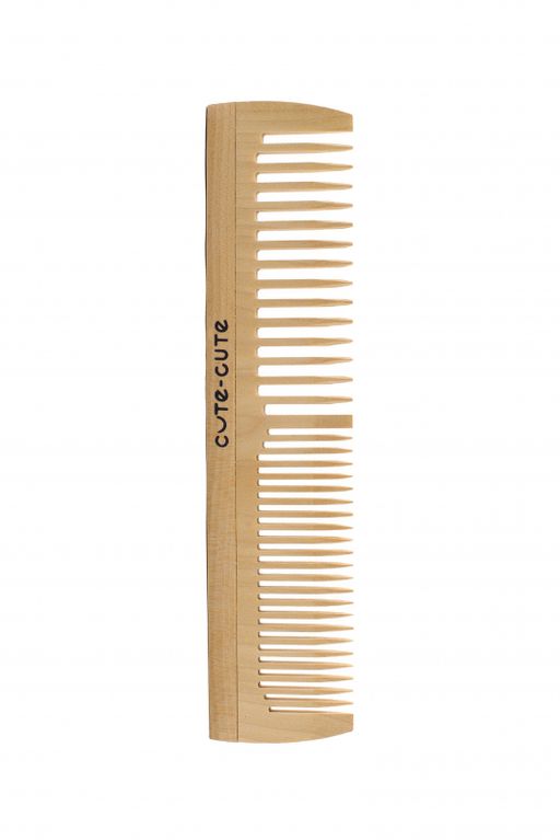 Cute-Cute Гребень для волос деревянный комбинированный, с редкими короткими зубцами, 1 шт.