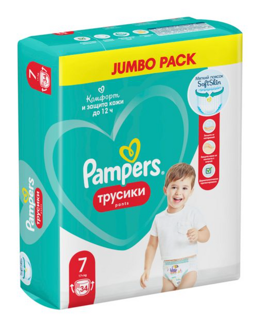 Pampers Pants Подгузники-трусики детские, р. 7, 17+ кг, 34 шт.